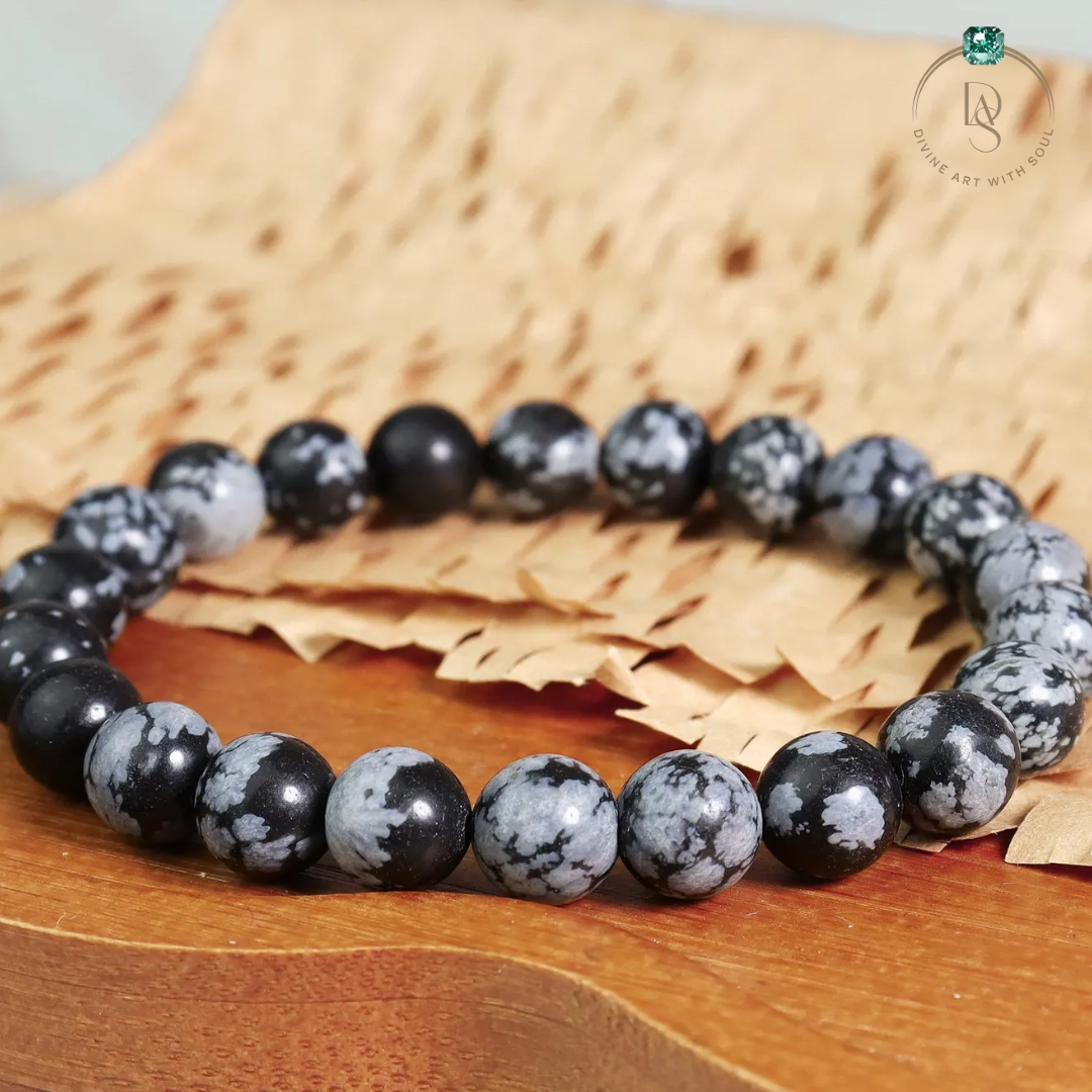 Natural Snowflake Obsidian Bracelet
