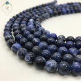 Natural Sodalite Dark Round Beads String
