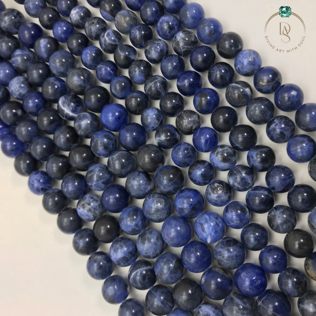 Natural Sodalite Dark Round Beads String