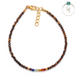 Natural Brown Tiger Eye with Seven Chakra Protection Bracelet