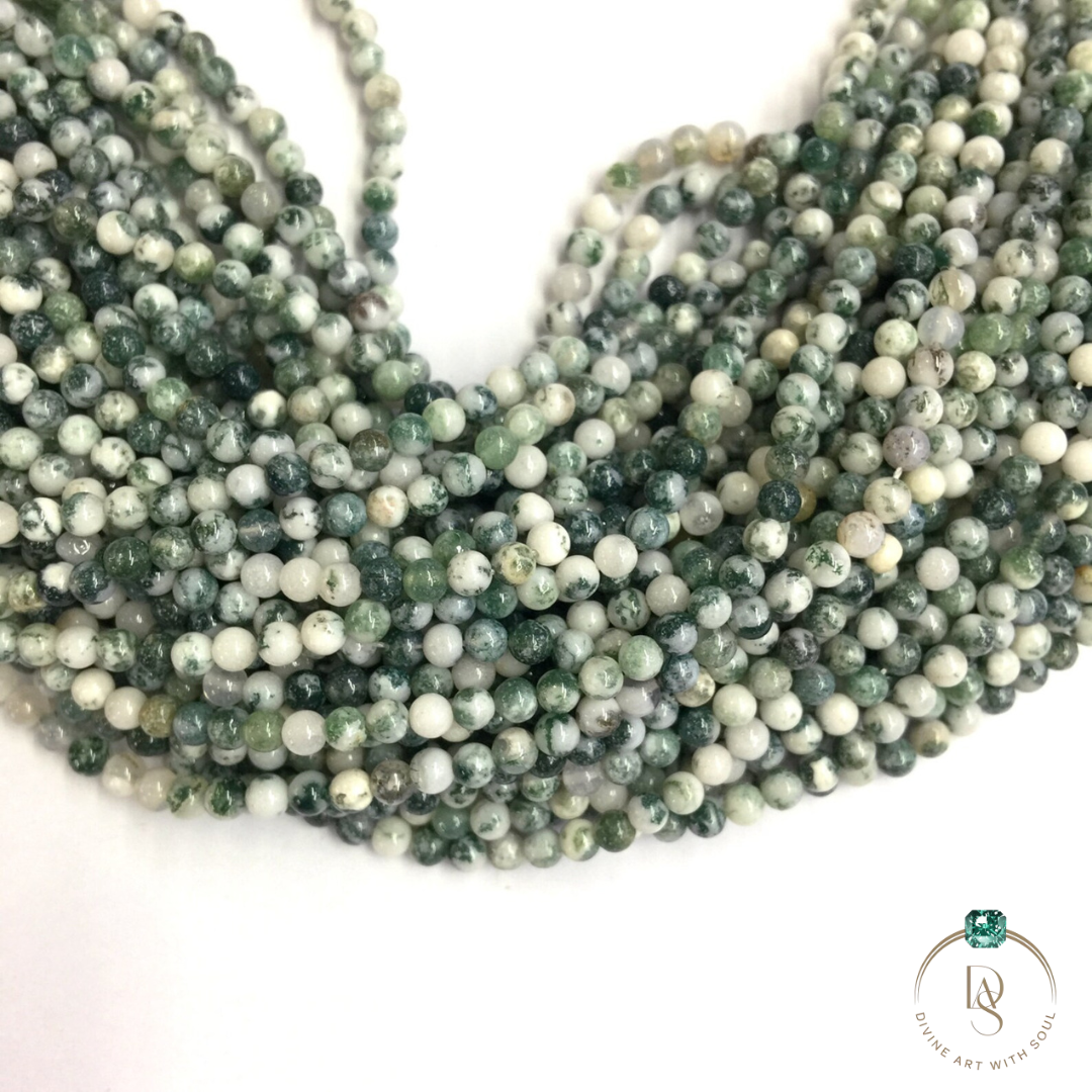 Natural Tree Agate Round Beads String