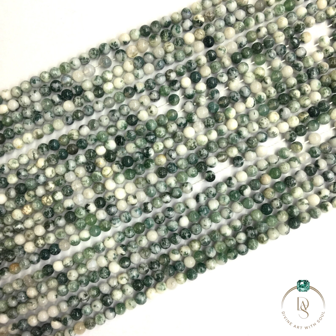 Natural Tree Agate Round Beads String