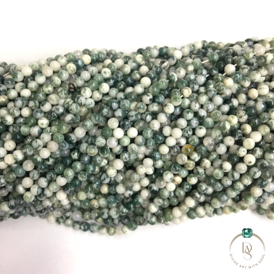 Natural Tree Agate Round Beads String