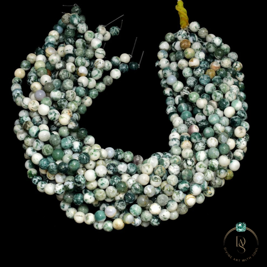 Natural Tree Agate Round Beads String