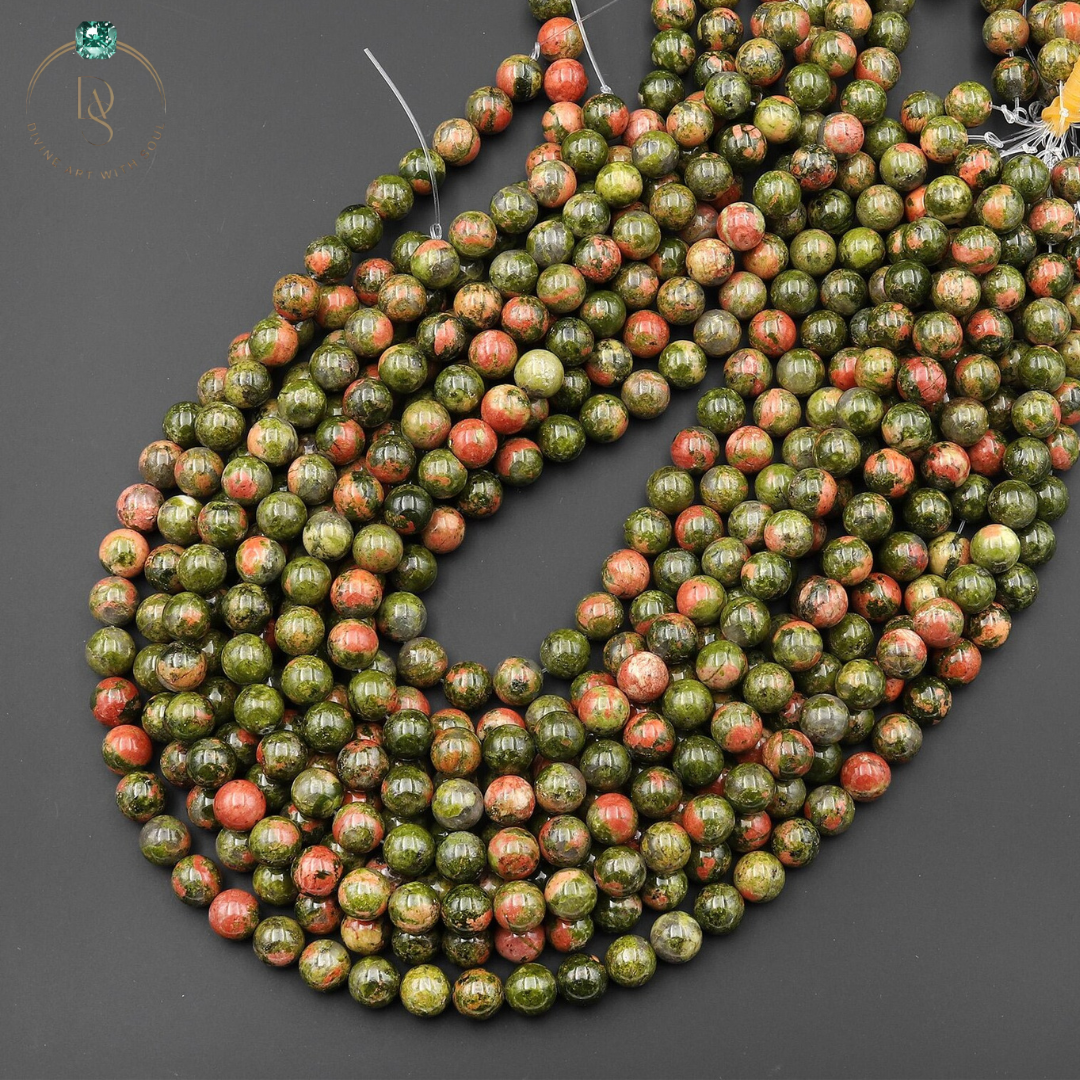 Natural Unakite Round Beads String