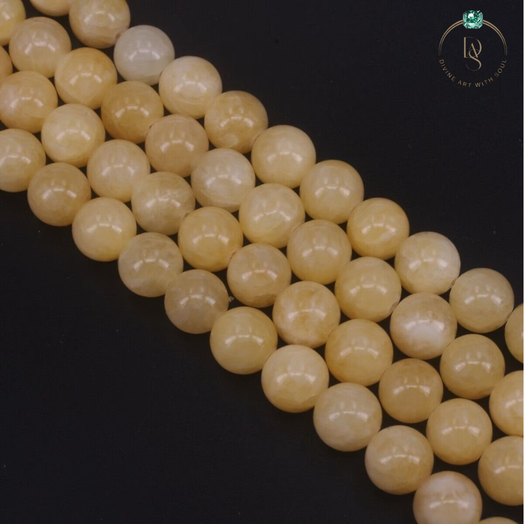Natural Yellow Calcite Round Beads String