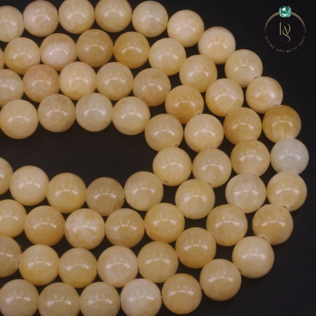 Natural Yellow Calcite Round Beads String